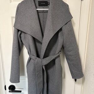 Tahari Gray Belted Coat size medium wool blend